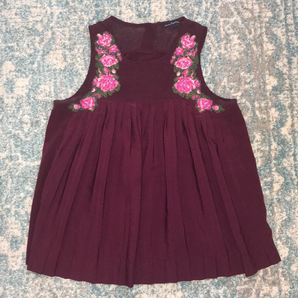 Plum blouse with embroidery over chest